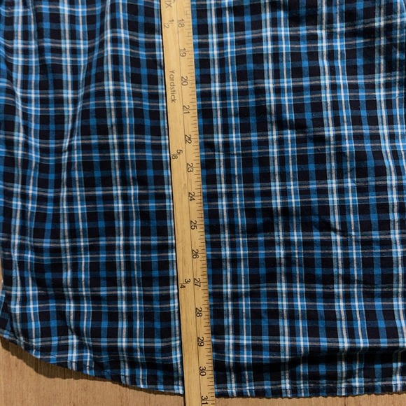 Chaps Shirt Mens Large Blue easy Care Plaid Button Up Long Sleeve‎ Preppy - Picture 5 of 6